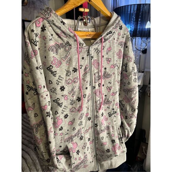 Plus 3xl /xxxl juniors Barbie novelty logo graffiti graphic  hooded sweatshirt - Picture 6 of 9